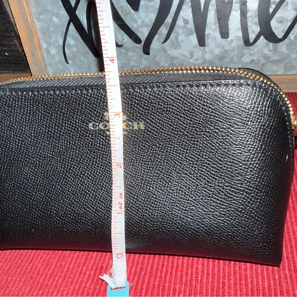 Coach Black Pebbled Leather Zip Pouch with Gold Logo - Picture 5 of 5